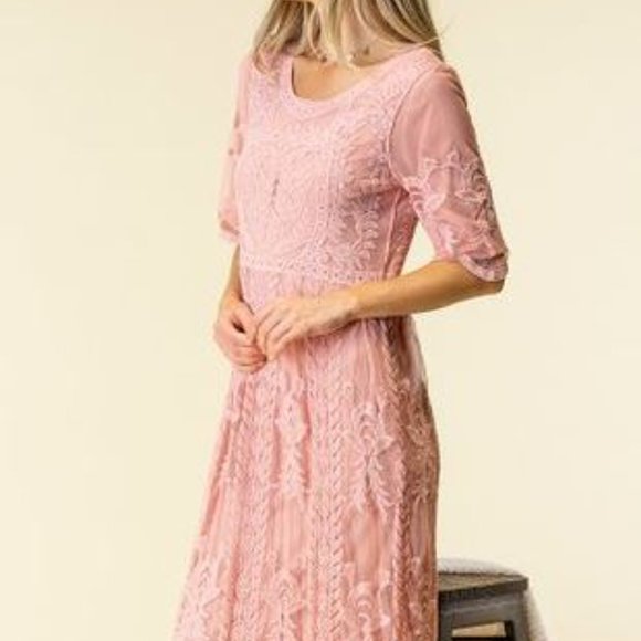 All in Pink Lace Dress - Picture 4 of 10